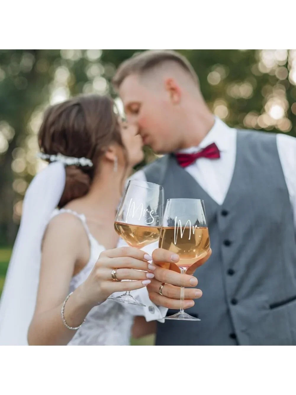 Mr & Mrs Wine Glasses Set - Perfect Bridal Shower & Wedding Gifts for Couples